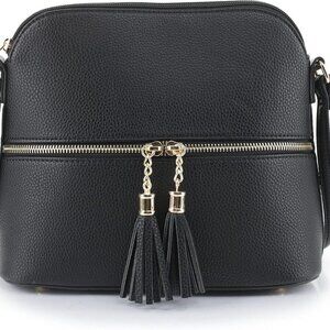 Lunar Lightweight Medium Dome Crossbody Bag Shoulder Bag with Tassel | Zipper Po